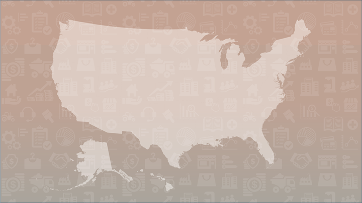 Map of the United States on a gradient background